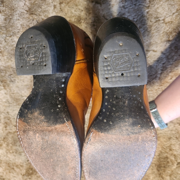 Vintage Tony Lama Brown Western Heeled Boots Size 7 - Picture 9 of 11